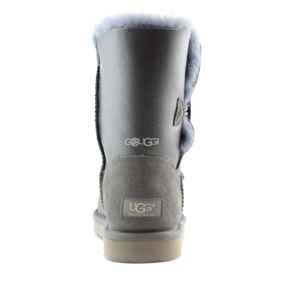 Женские короткие угги с пуговицей Bailey Button Metallic Grey-2