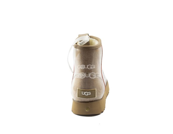 Женские прозрачные мини угги Classic Clear Mini Natural Sand
