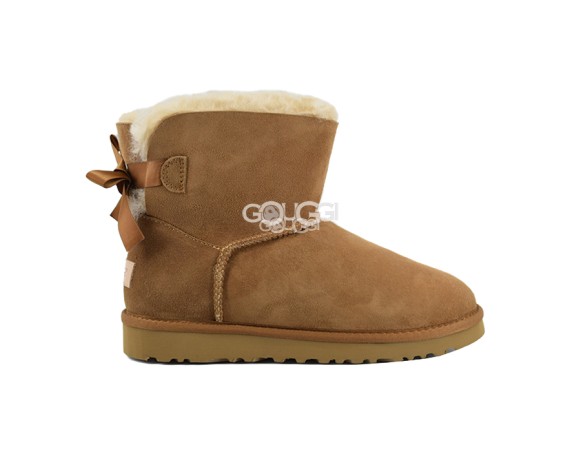 Женские мини угги с бантиками Mini Bailey Bow Chestnut II