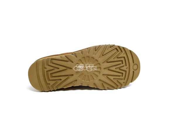 Женские мини угги Mini Bailey Logo Strap Suede Chestnut