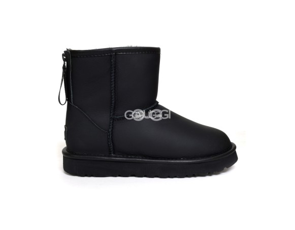 Женские мини угги на молнии Classic Mini Metallic LOGO ZIP SHINE Black