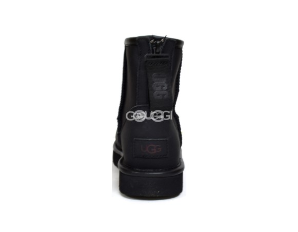 Женские мини угги на молнии Classic Mini Metallic LOGO ZIP SHINE Black