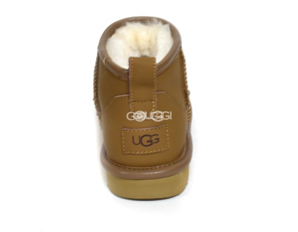 Женские кожаные ультра мини угги Ultra mini Leather Chestnut
