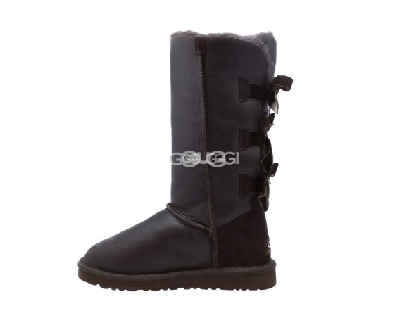Женские высокие угги с бантиками Bailey Bow Tall Metallic Chocolate
