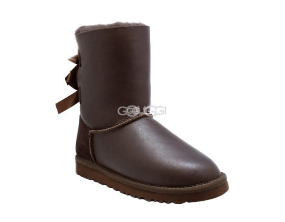 Женские угги с бантиками Bailey Bow Metallic Chocolate