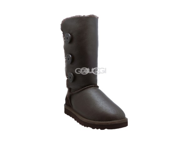 Женские угги с пуговицами Bailey Button Triplet Metallic Chocolate