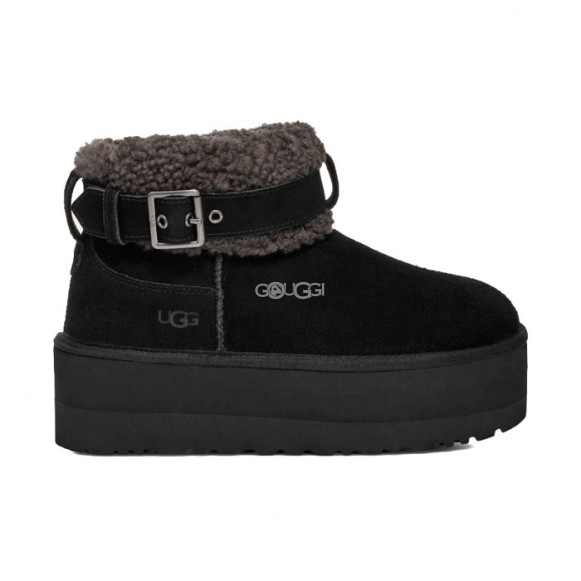 Женские ультра мини угги на платформе Ultra Mini Belted Roller - Black
