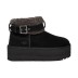 Женские ультра мини угги на платформе Ultra Mini Belted Roller - Black