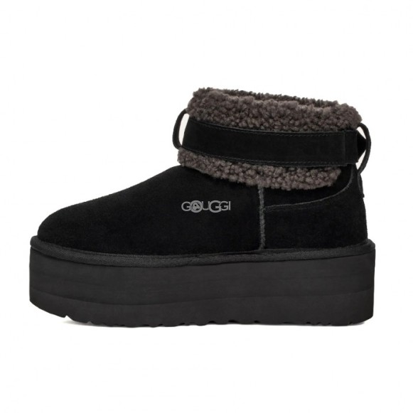 Женские ультра мини угги на платформе Ultra Mini Belted Roller - Black