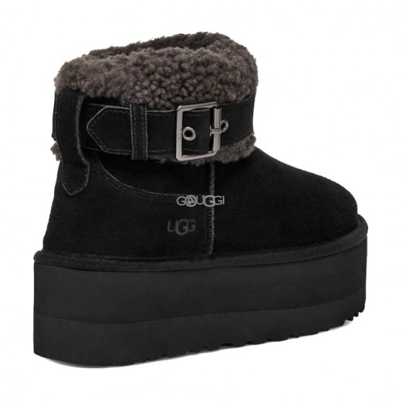 Женские ультра мини угги на платформе Ultra Mini Belted Roller - Black