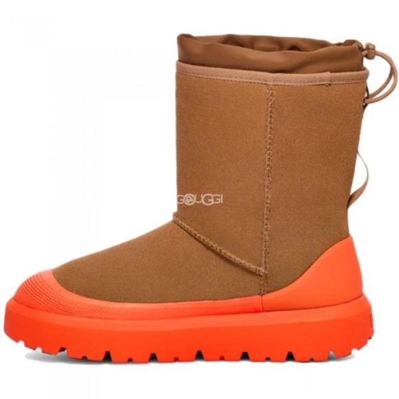 Женские короткие угги с галошами Classic Short Weather Hybrid - Chestnut / Orange
