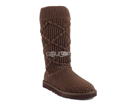 Женские вязаные угги Classic Argyle Knit Chocolate