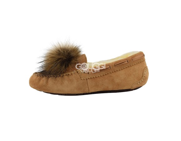 Женские мокасины Dakota Pom Pom Chestnut