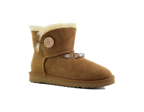 Женские мини угги с пуговицей Mini Bailey Button Chestnut 1