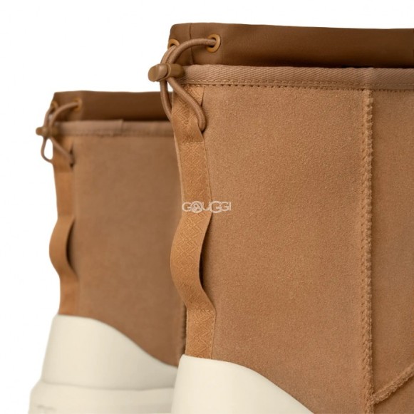 Женские короткие угги с галошами Classic Short Weather Hybrid - Chestnut / Whitecap