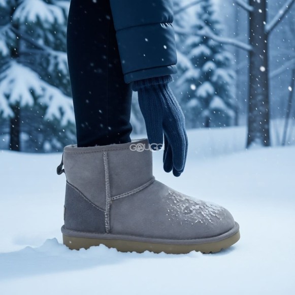 Женские мини угги с водоотталкивающей пропиткой Classic Mini Light Grey II