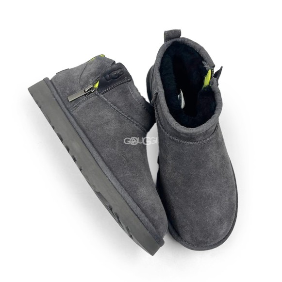 Женские ультра короткие угги на молнии Ugg Women's Ultra Mini Grey Zip