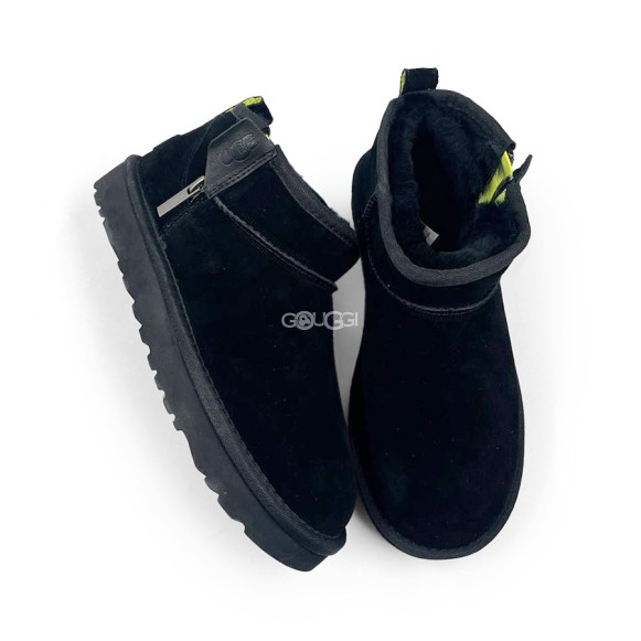 Женские ультра мини угги с молнией Ugg Women's Ultra Mini Black Zip